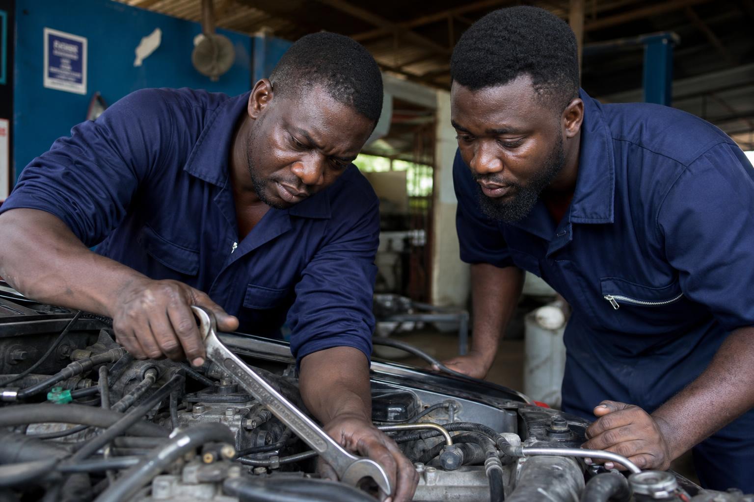 Mechanic shaking hands with happy customer