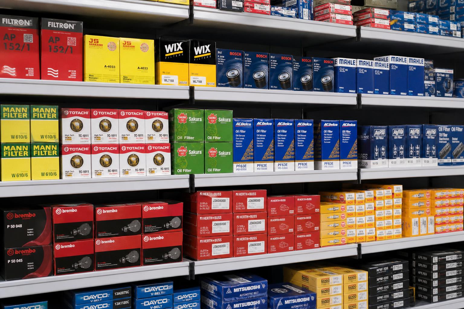Genuine automotive spare parts shelves